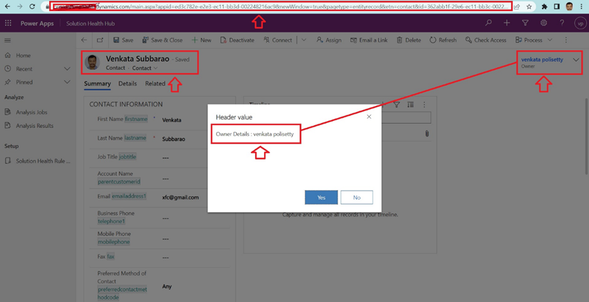 Get Header Values with Webresource in Dynamics CRM